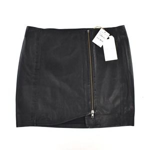 Leith Anthropologie Leather Mini Skirt Black Women’s Size 8